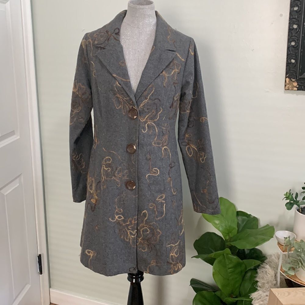 Nick And Mo Lightweight Button Up Wool Blend Jacket With Pockets Size Large‎